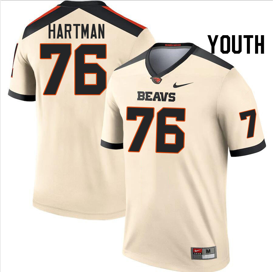 Youth #76 Ben Hartman Oregon State Beavers College Football Jerseys Stitched-Cream